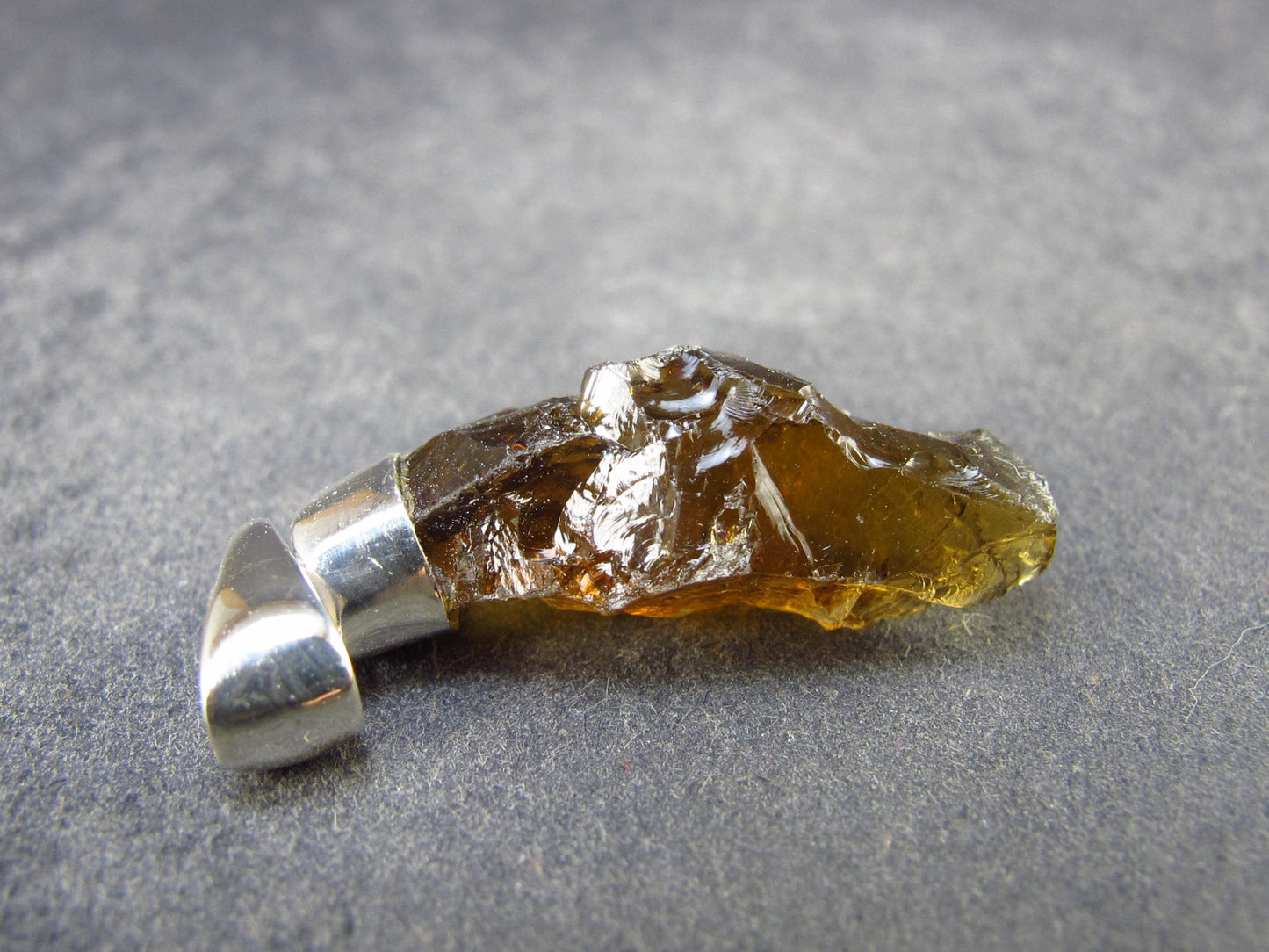 Natural Unheated Citrine Sterling Silver Pendant from Zambia - 1.3" - 2.66 Grams