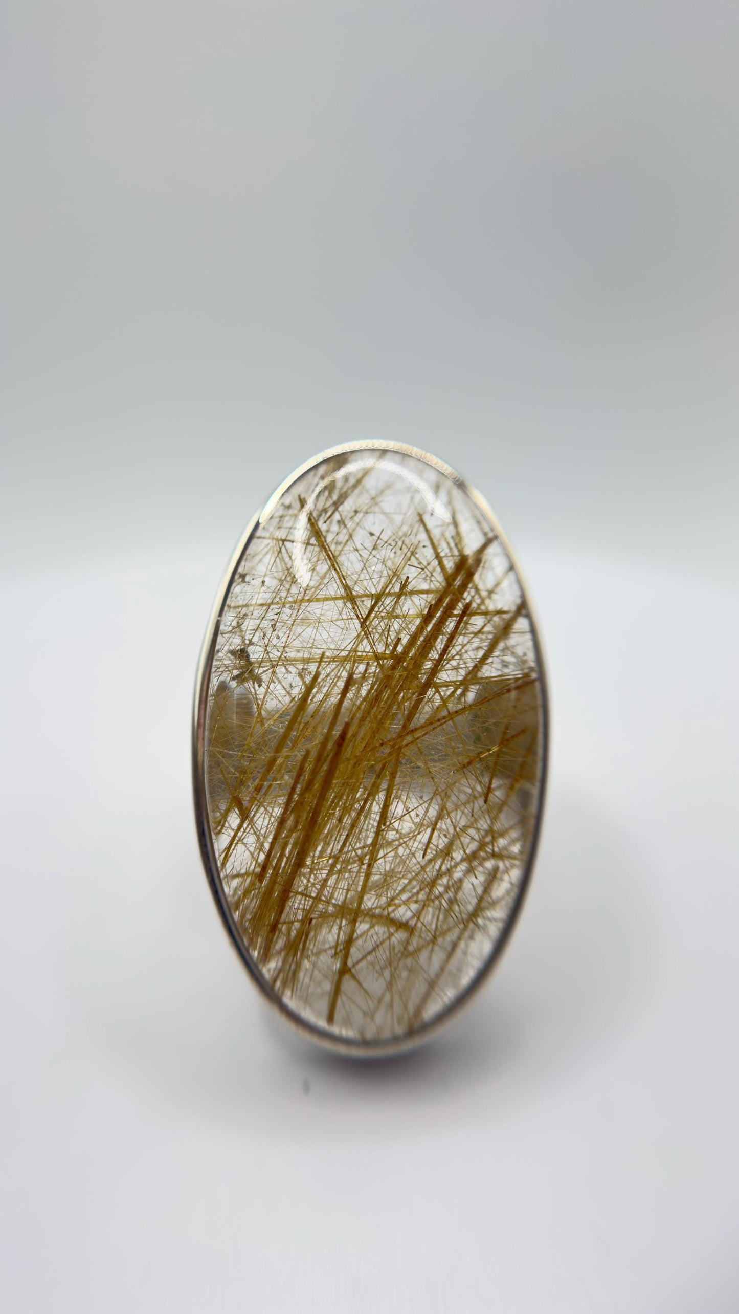 Golden Rutilated Quartz Ring – Natural Rutile Crystal Statement Jewelry - Size 8