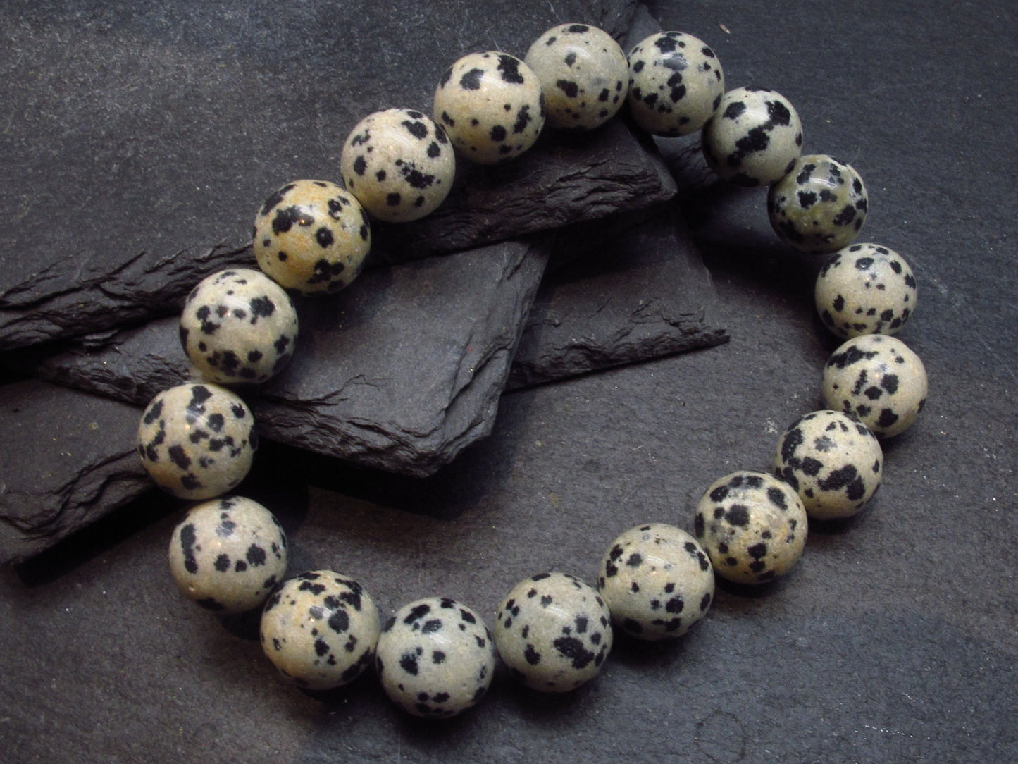 Dalmation Jasper Genuine Bracelet ~ 7 Inches ~ 10mm Round Beads