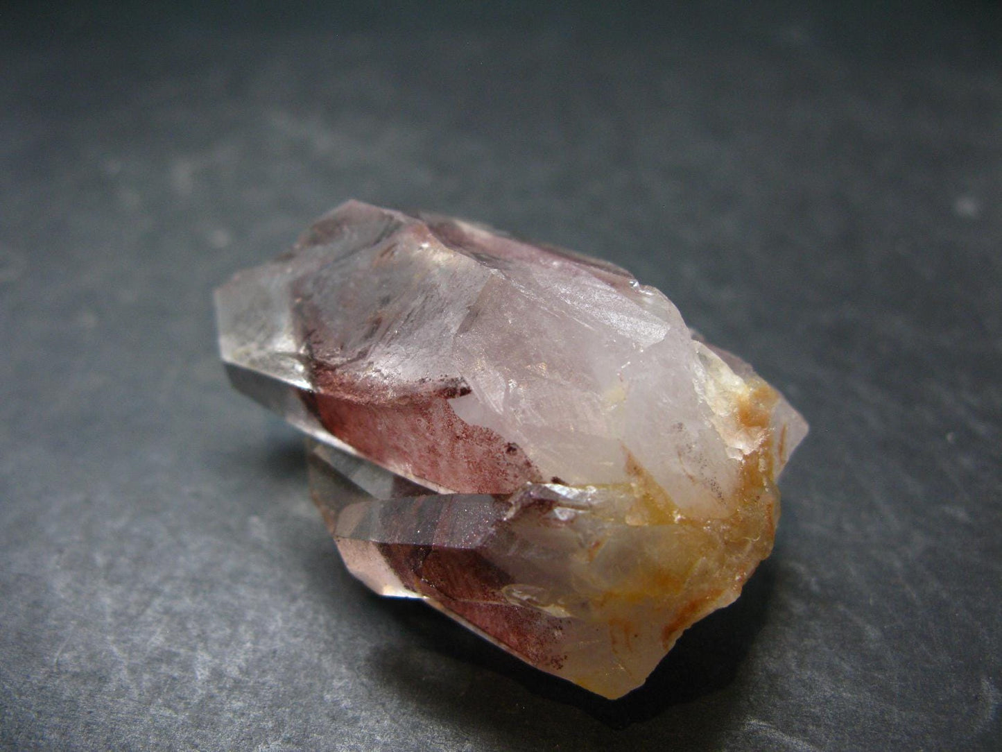 Phantom Hematite in Quartz Crystal From India - 1.9" - 41.45 Grams