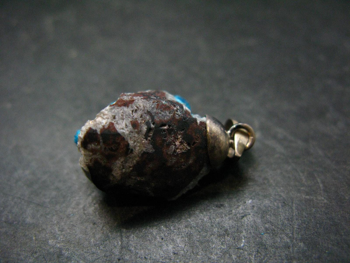 Cavansite Crystal Pendant In Sterling Silver From India - 1.3" - 4.42 Grams