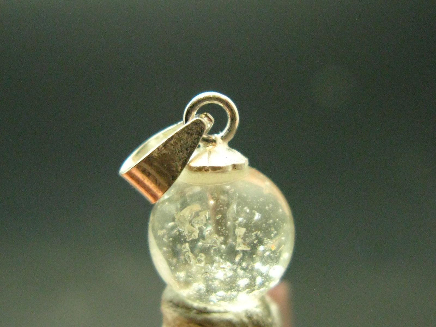 Gem Libyan Desert Glass Tektite Pendant Sterling Silver from Libya - 0.6" - 0.80 Grams