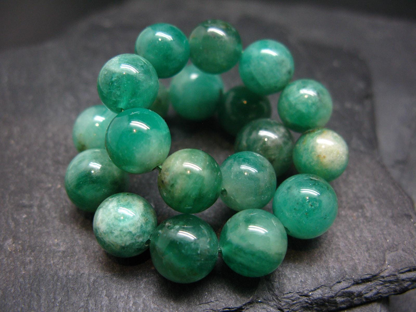 Emerald Gem Genuine Bracelet ~ 7 Inches ~ 10mm Round Beads