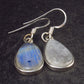 Pear Shaped Cabochon Natural Moonstone 925 Sterling Silver Drop Earrings - 1.3" - 2.96 Grams