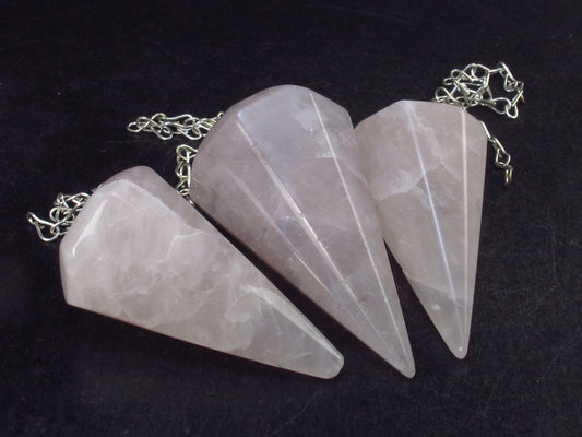 Lot of 3 Natural Rose Quartz Pendulums from Brazil - 50.0 Grams