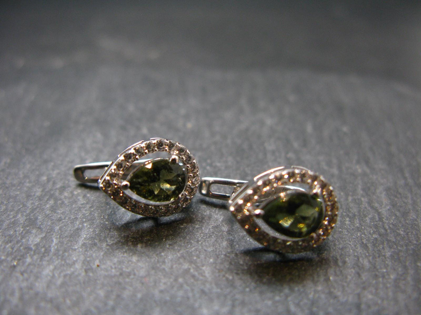 Moldavite Tektite Silver Earrings from Czech Republic - 3.0 Grams