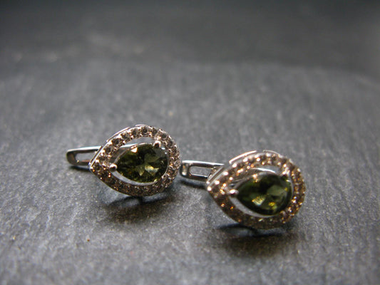 Moldavite Tektite Silver Earrings from Czech Republic - 3.0 Grams