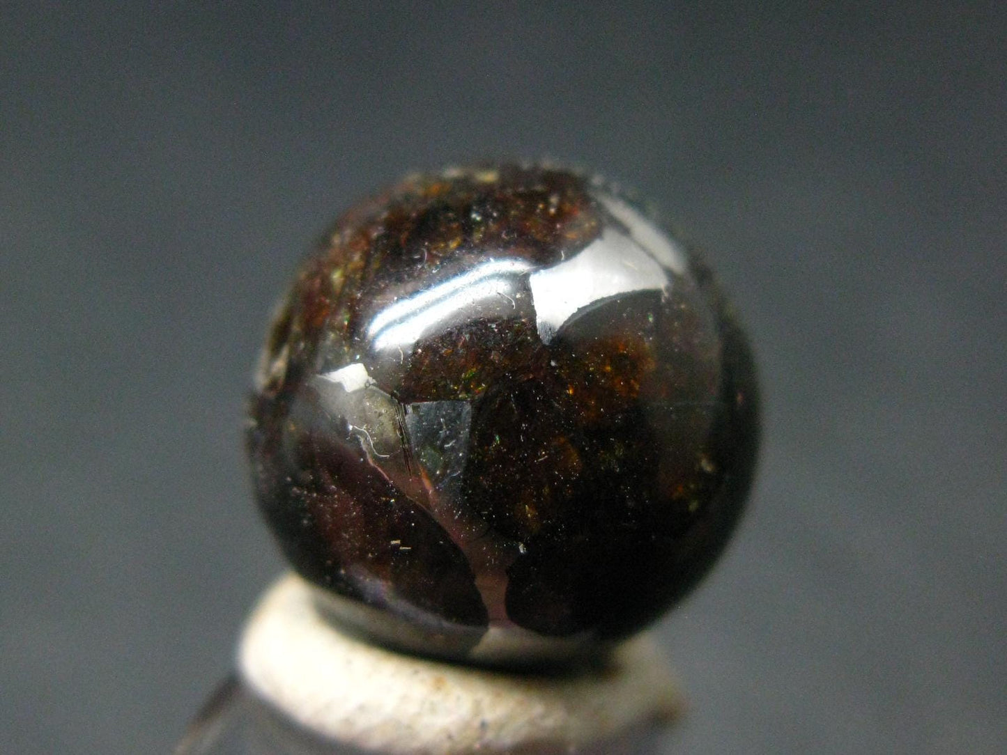 Pallasite Olivine Brahin Meteorite 14mm Round Bead from Belarus - 5.78 Grams