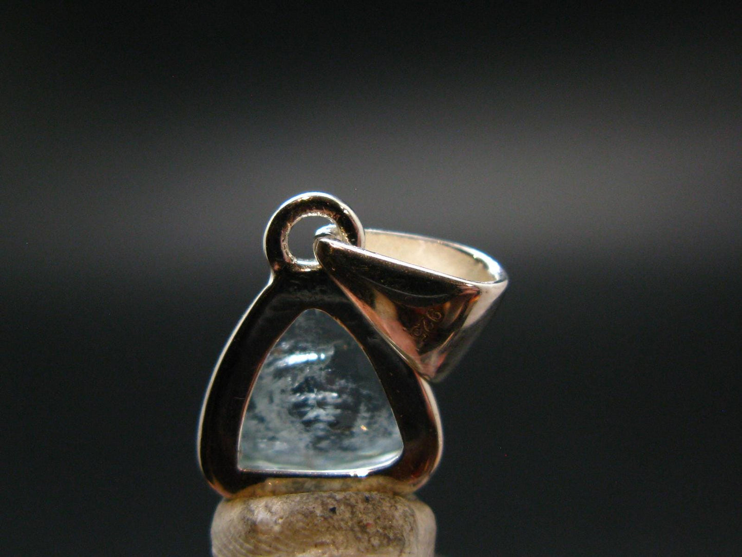 Stunning Genuine Faceted Aquamarine Gem Sterling Silver Pendant From Brazil - 0.7"