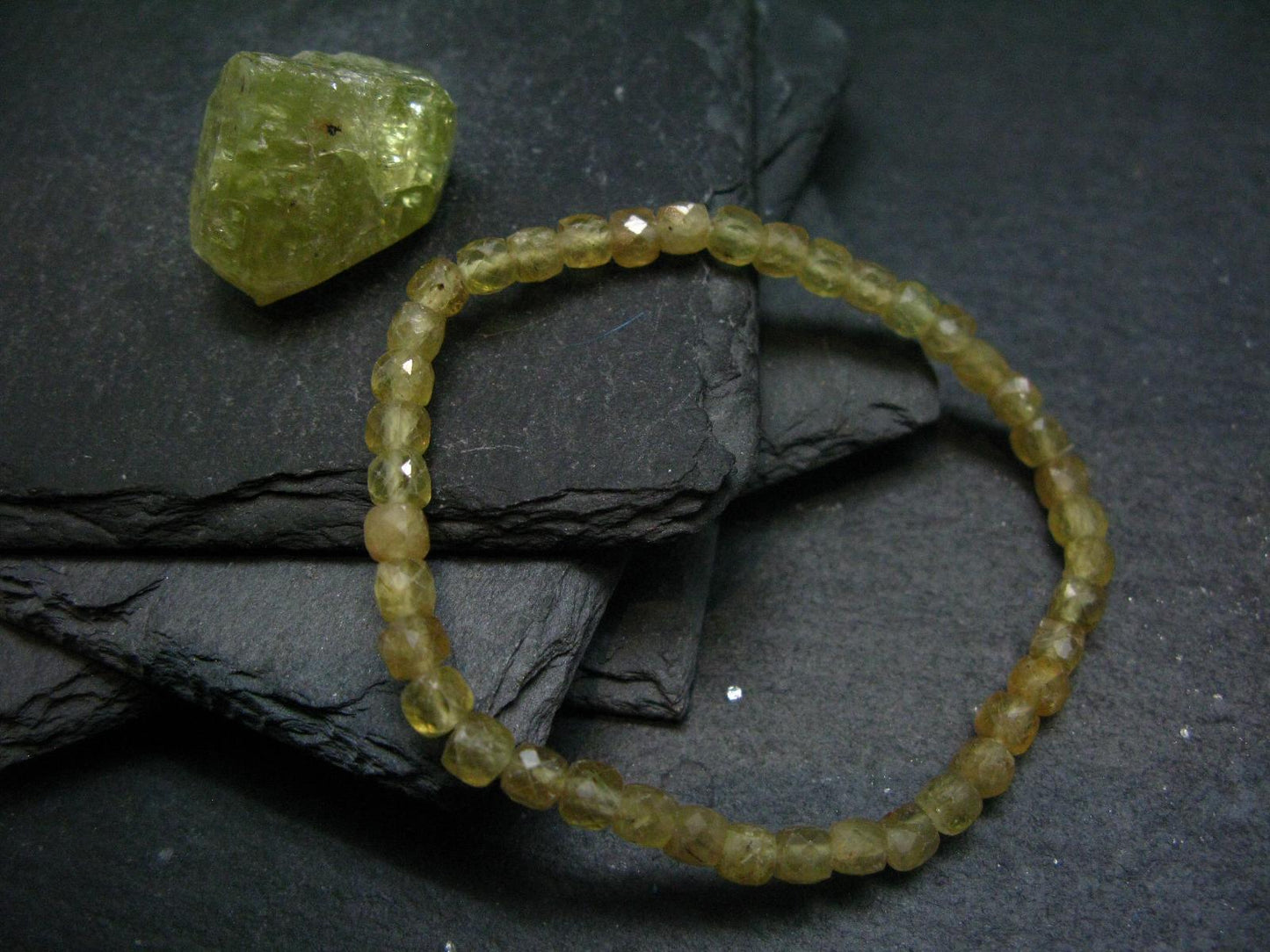 Rare Golden Apatite Genuine Bracelet From Mexico ~ 7 Inches ~ 5mm Facetted Beads