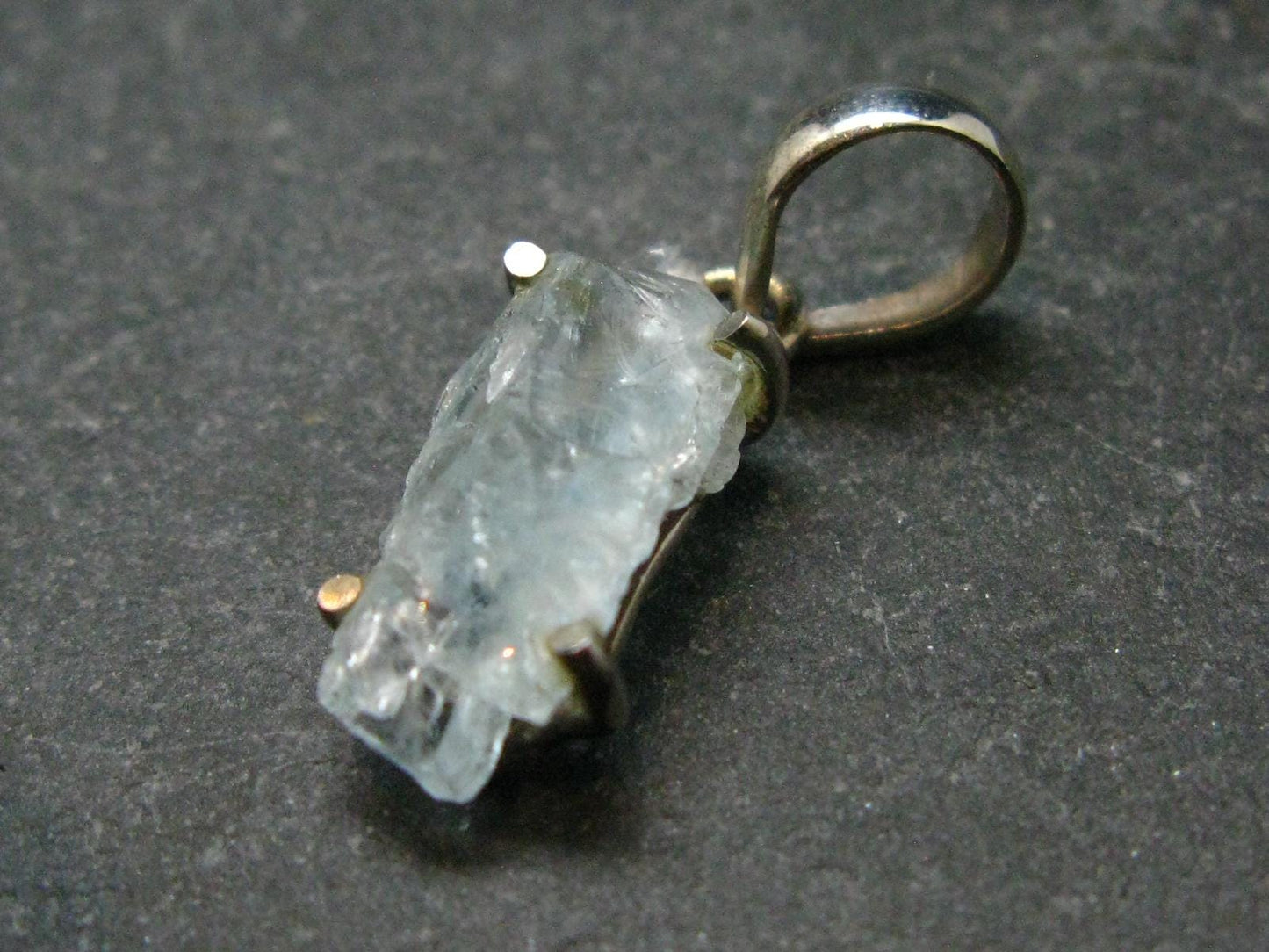 Fantastic Gemmy Aquamarine Crystal Silver Pendant From Brazil - 1.0" - 1.87 Grams