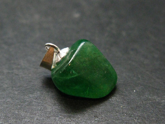 Tsavorite Gem Green Garnet Sterling Silver Pendant From Tanzania - 0.8" - 2.14 Grams