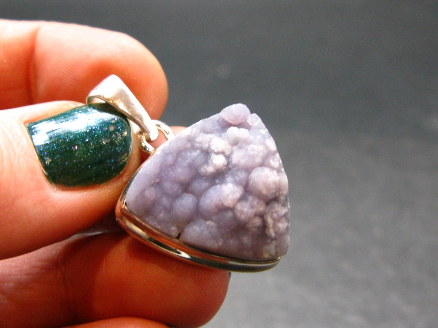Purple Grape Agate Cluster Silver Pendant From Indonesia - 1.2" - 6.92 Grams