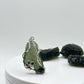 Raw Moldavite Sterling Silver Pendant – Floral Accent - 6.72 Grams