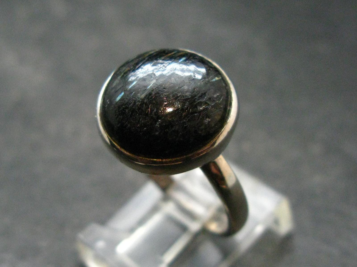 Real!! Very Rare Nuumite Nuummite Sterling Silver Ring from Greenland - 4.0 Grams - Size 7.75