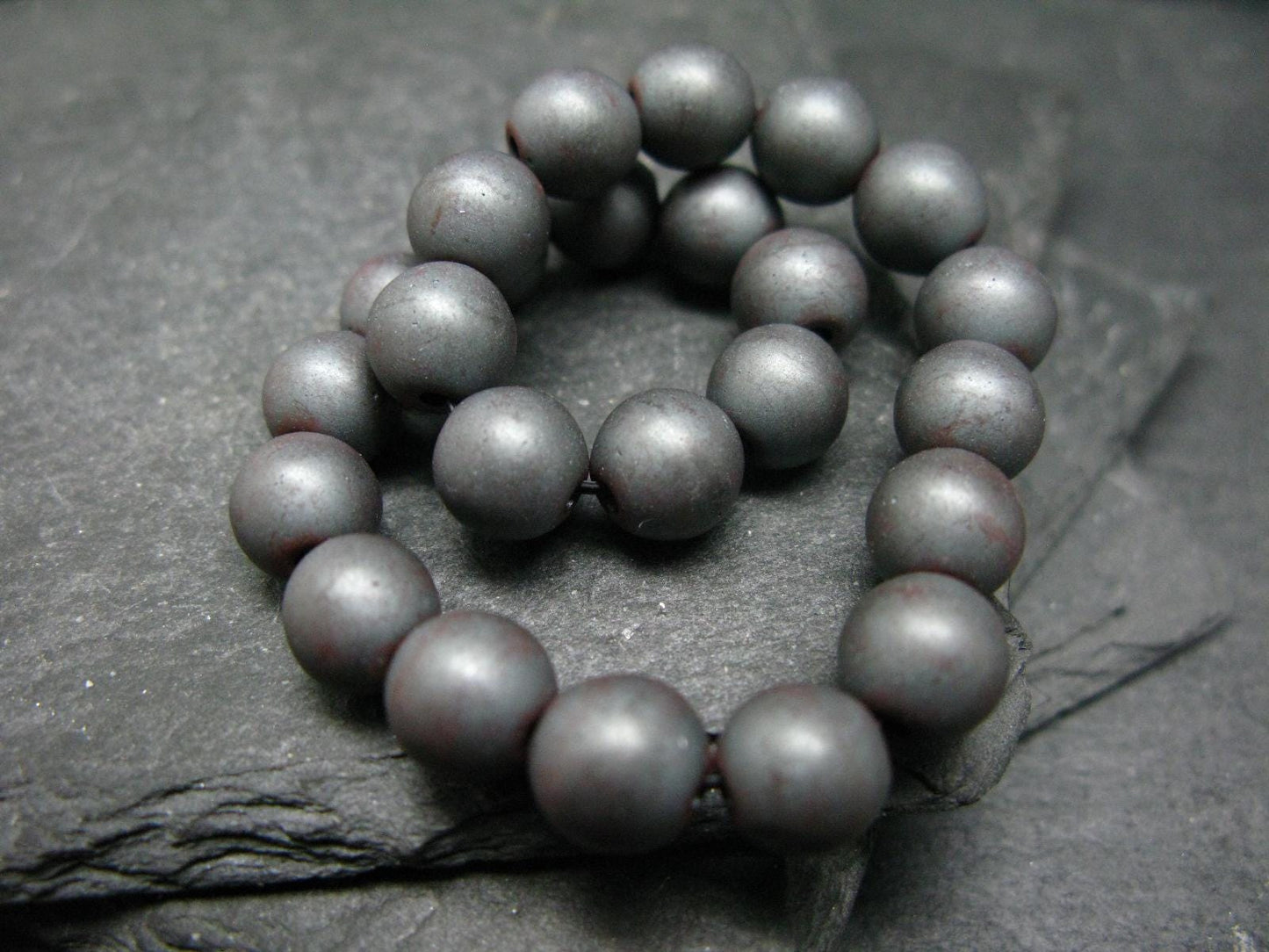 Hematite Genuine Bracelet ~ 7 Inches ~ 8mm Round Matte Beads