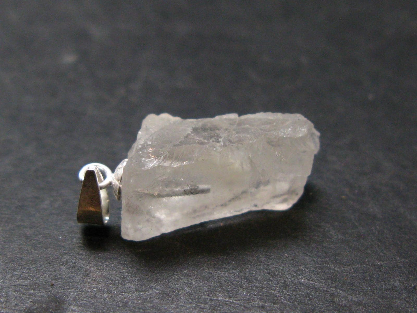 Clear Petalite Crystal Silver Pendant from Brazil - 1.0" - 2.14 Grams