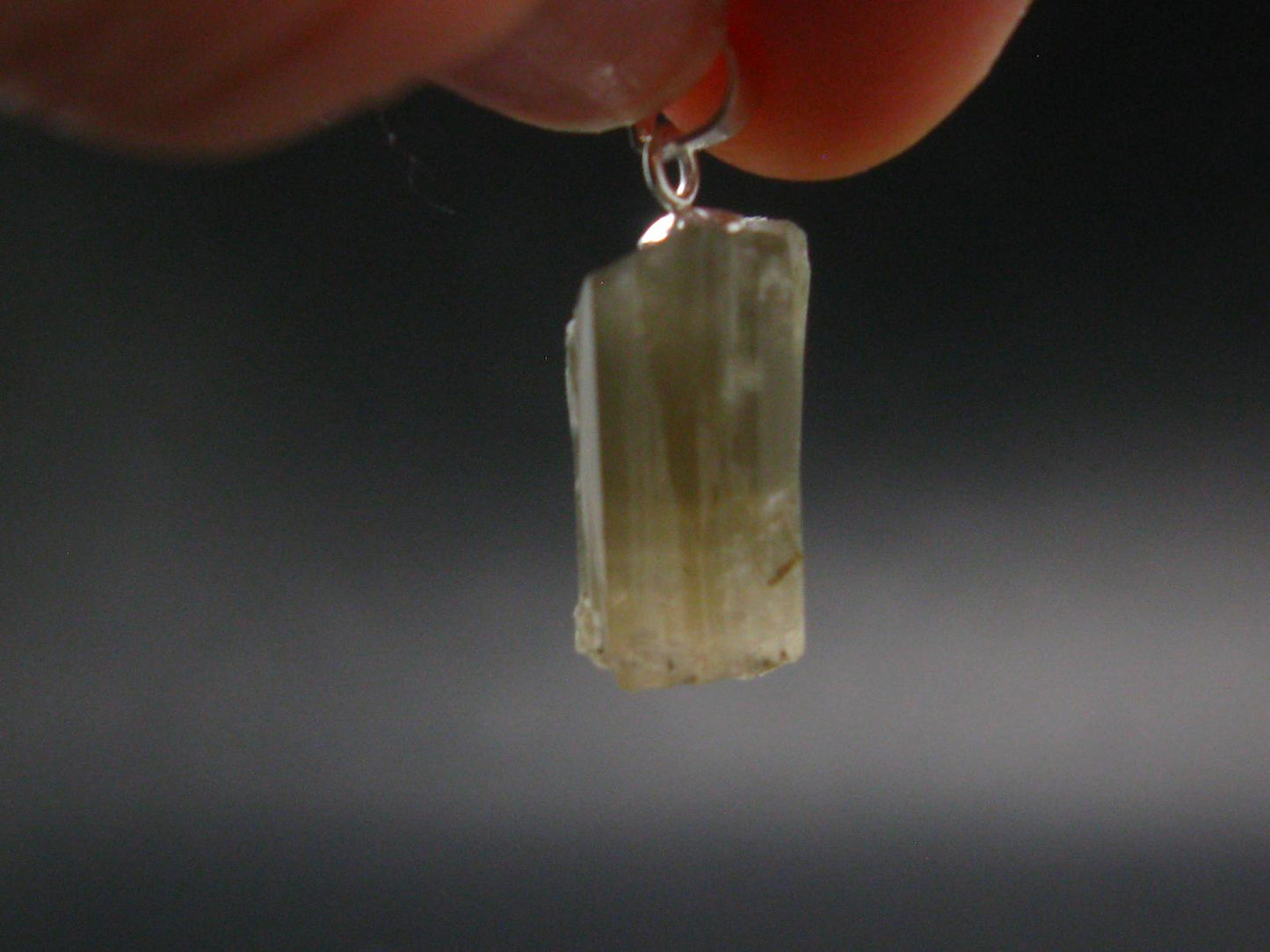 Nice Terminated Danburite Crystal Silver Pendant from Russia - 0.9" - 2.97 Grams