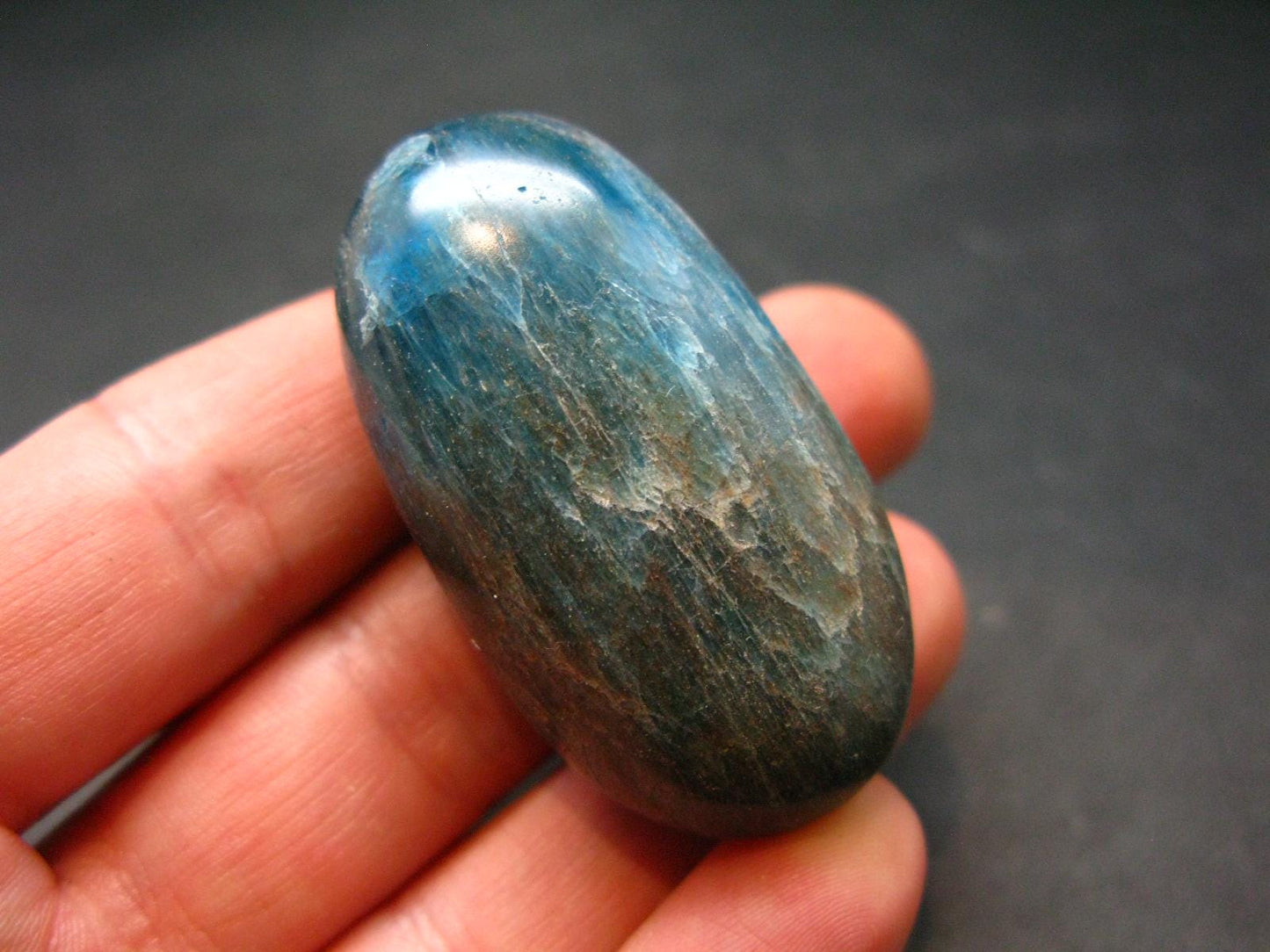 Neon Blue Apatite Tumbled Stone from Madagascar - 40.62 Grams - 1.7"