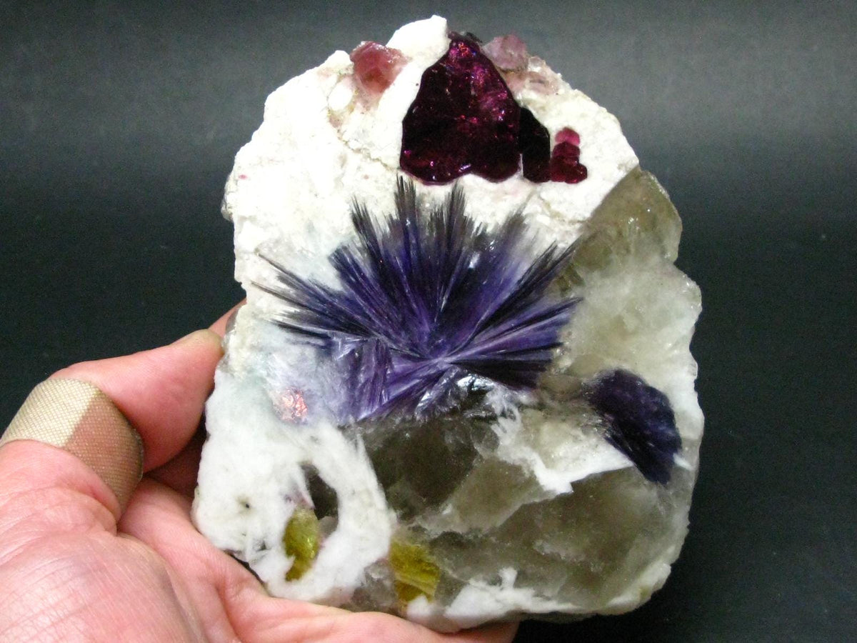 Stunning Tourmaline & Lepidolite in Quartz Slice From Russia - 4.6"