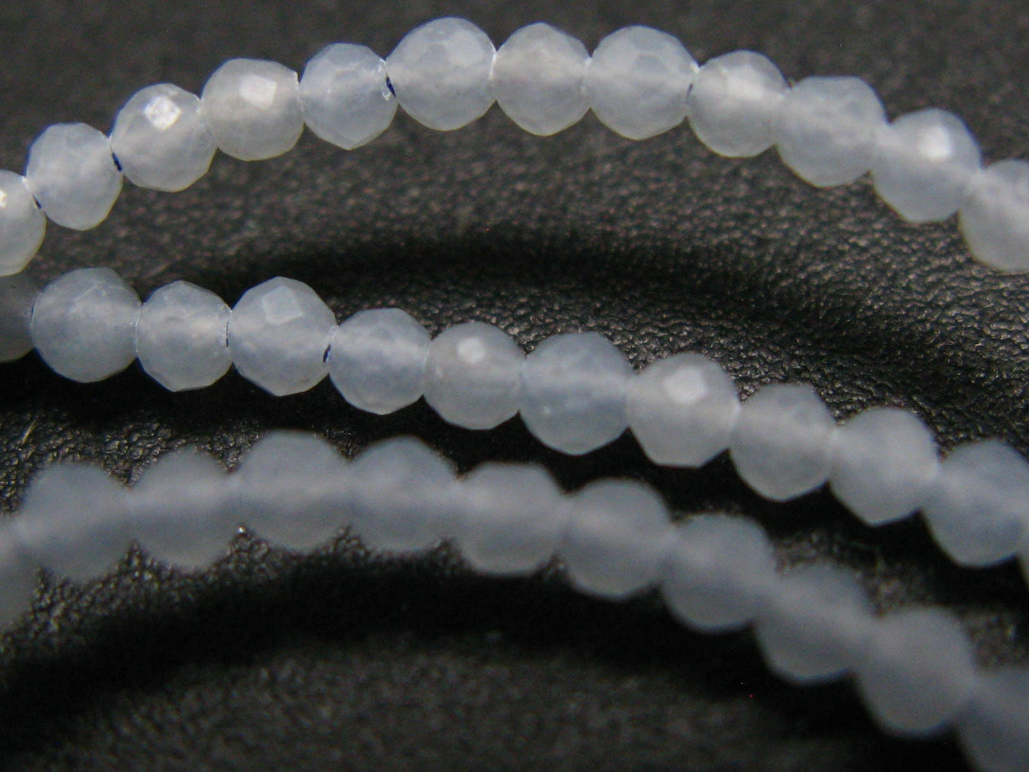 Lightweight Gem Sparkly Faceted Blue-Grey Angelite (anhydrite) Tiny 2mm Round Beads Necklace from Peru