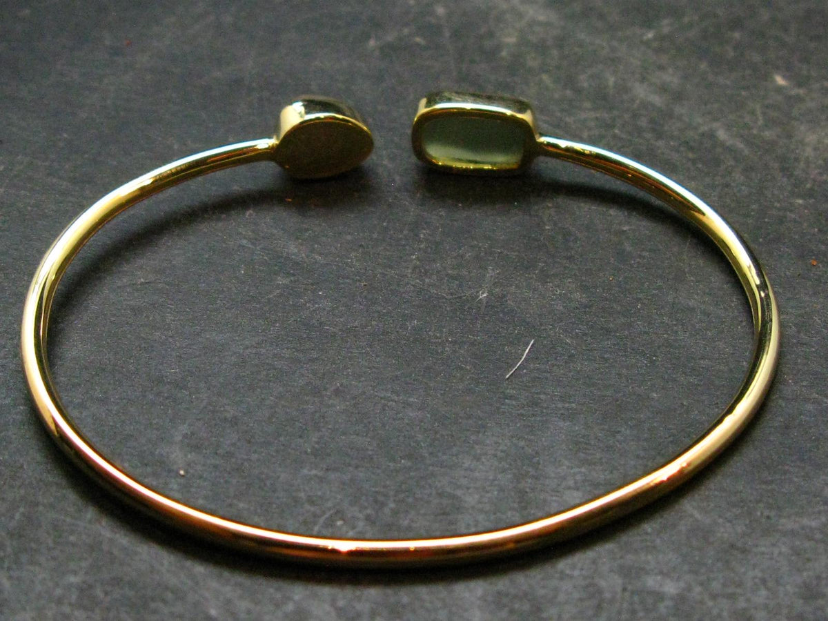 Moldavite & Libyan Tektite Gold Plated Silver Twister Bracelet- Size Adjustable - 5.11 Grams