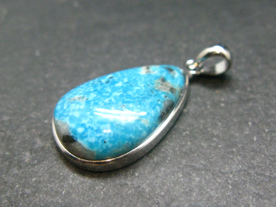 Amazing Intense Blue Genuine Turquoise 925 Silver Pendant - 1.3" - 4.23 Grams