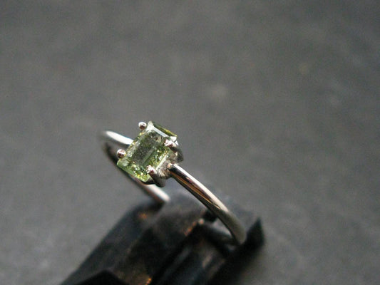 Moldavite Tektite Silver Ring from Czech Republic - Size 6 - 1.20 Grams