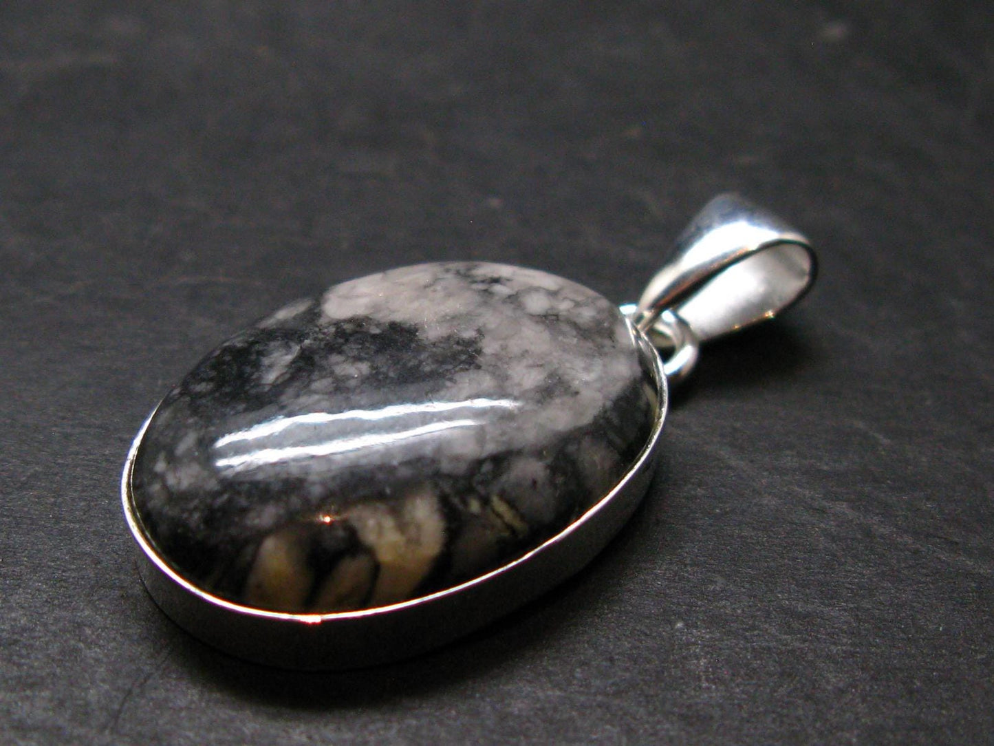 Pinolite Silver Plated Pendant from Austria - 1.4" - 5.65 Grams