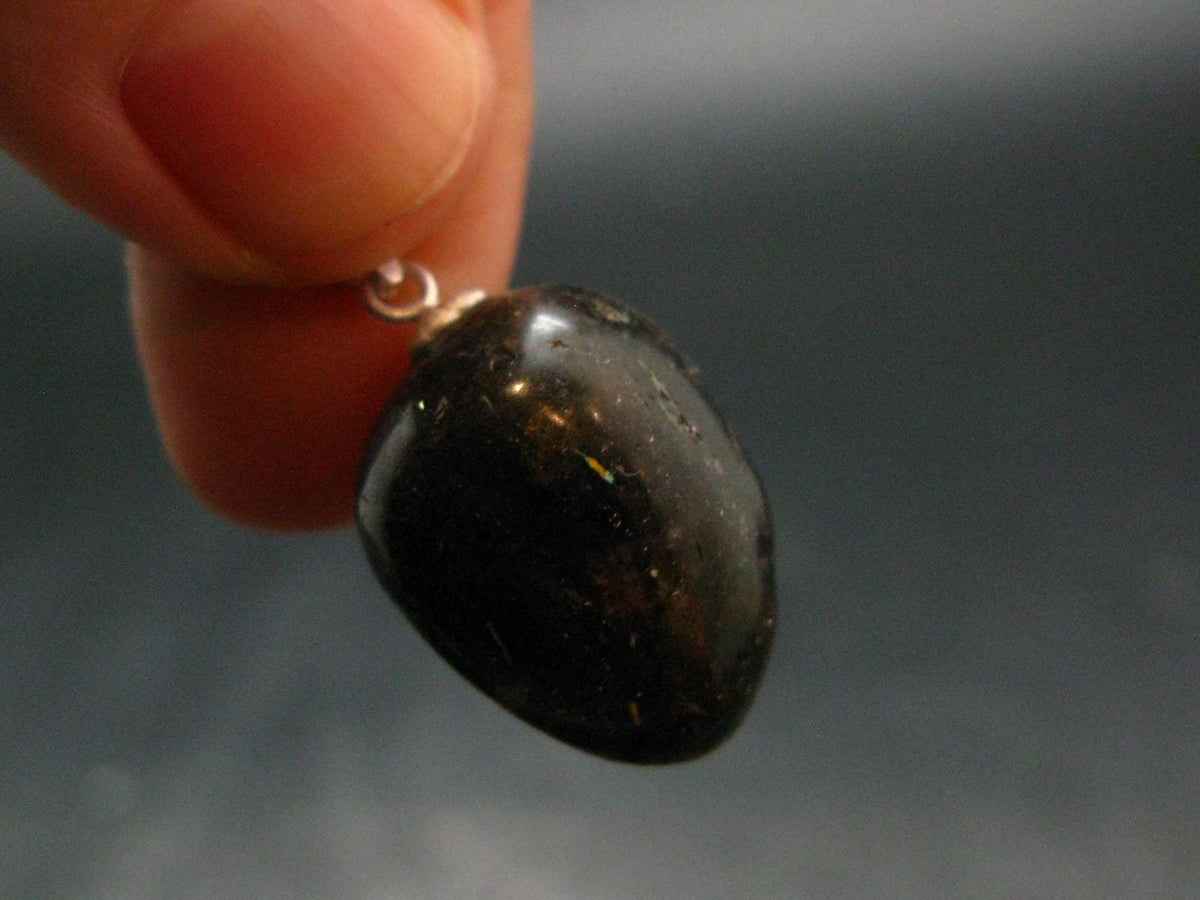 Very Rare Sterling Silver Nuumite Nuummite Pendant From Greenland - 1.0" - 5.0 Grams