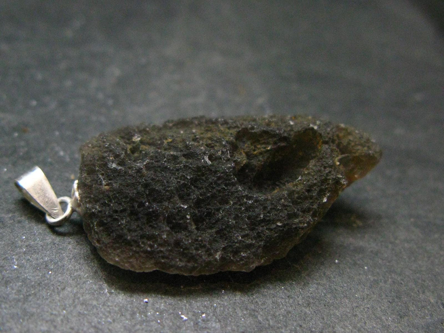 Rare Saffordite Cintamani Stone Pseudotektite Pendant from Arizona USA - 18.20 Carats - 1.4"