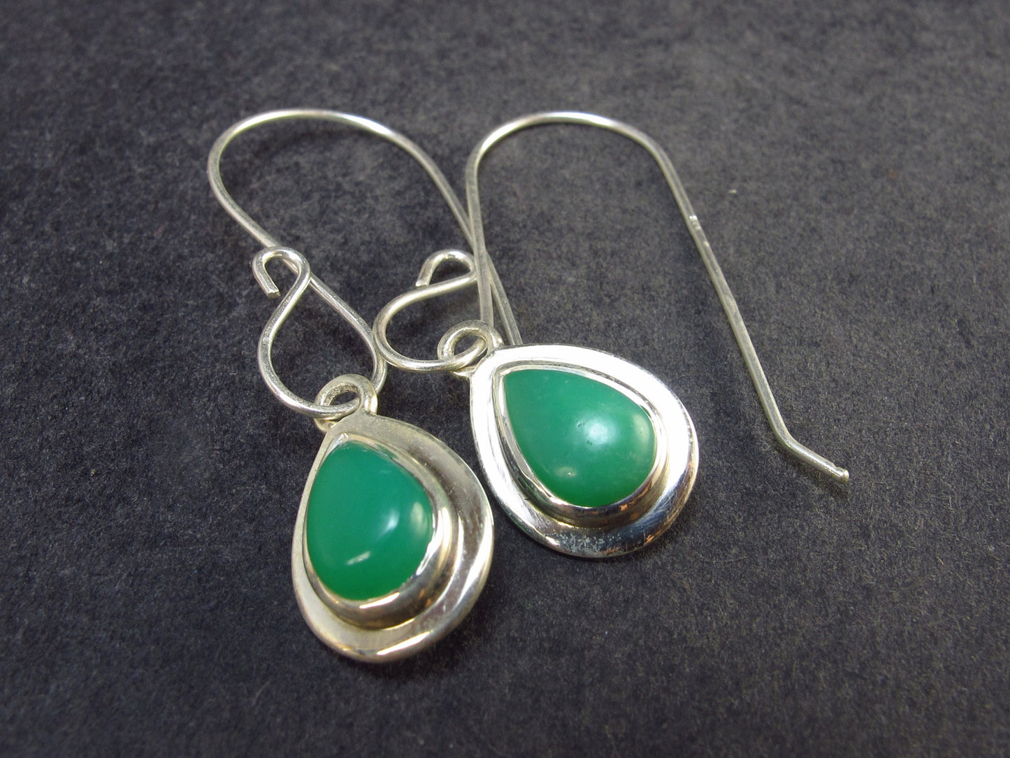 Stone of Venus!! Elegant Natural Chrysoprase 925 Sterling Silver Dangle Earrings - 3.17 Grams