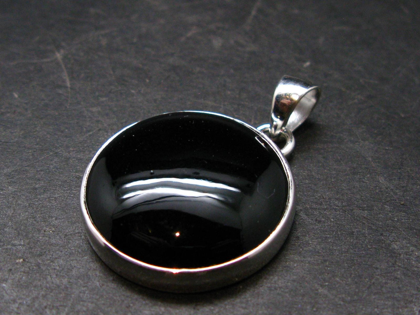 Black Onyx Silver Plated Pendant From Brazil - 6.88 Grams