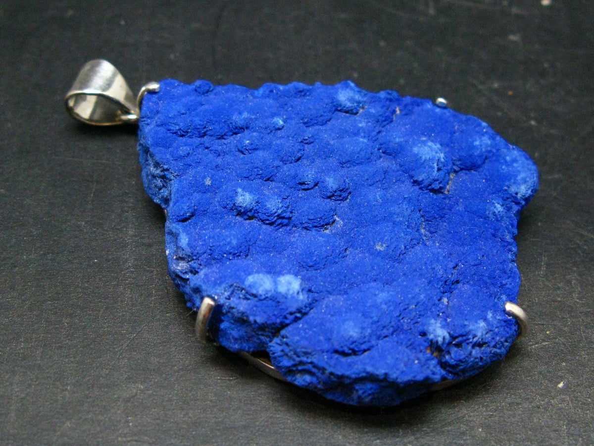 Royal Blue Rough Azurite Sterling Silver Pendant - 3.0" - 42.09 Grams