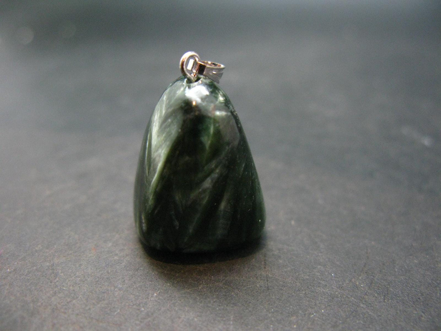 Seraphinite Clinochlore Silver Pendant From Russia - 1.2''
