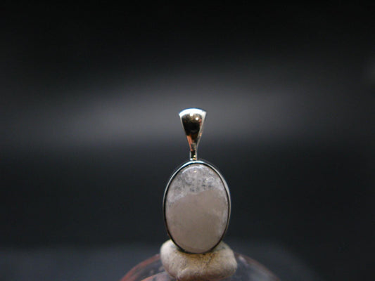 Raw Rare Natrolite Crystal Silver Pendant From Russia - 0.7" - 1.42 Grams