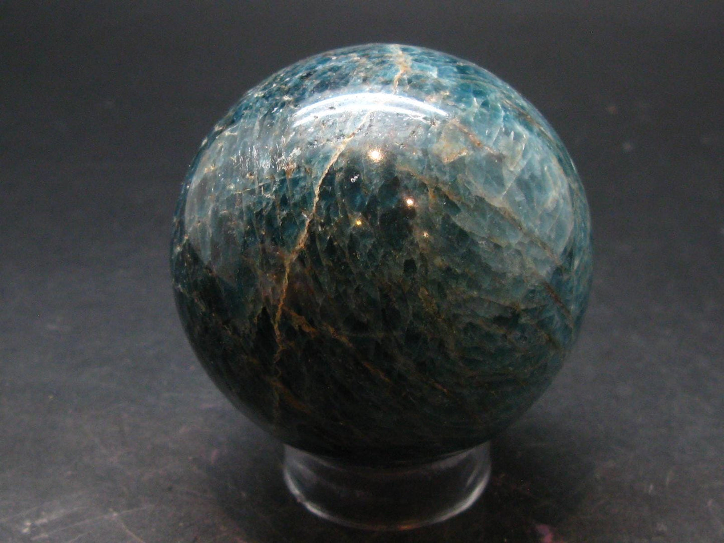 Large neon blue Apatite sphere from Madagascar- 365.94 - 2.3"