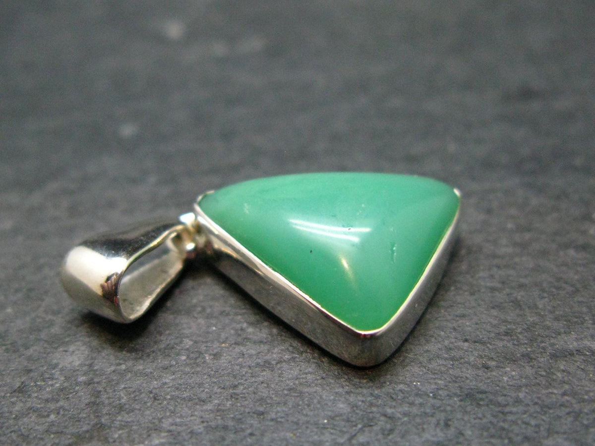 Rich Green Chrysoprase Silver Pendant From Australia - 1.0" - 3.05 Grams