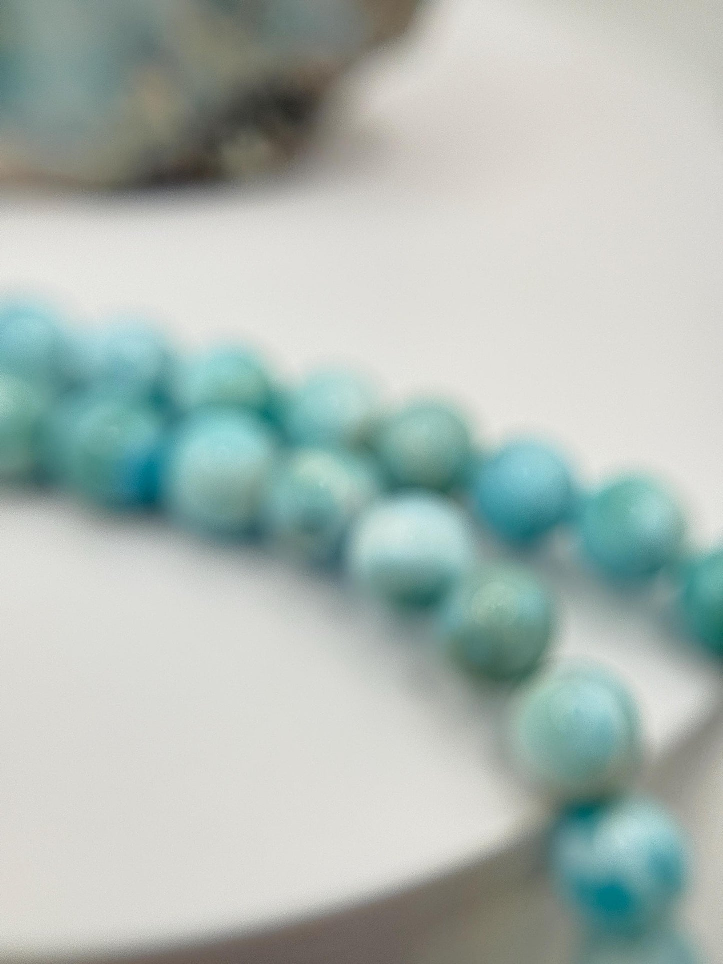 Natural Larimar Necklace Blue Gemstone Beaded Jewelry Caribbean Stone Necklace Gift