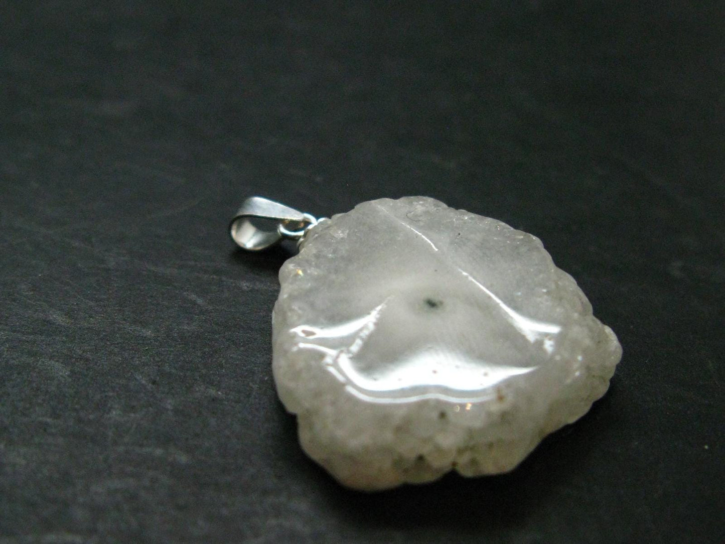Anandalite Quartz Crystal Silver Pendant From India - 1.2" - 5.30 Grams