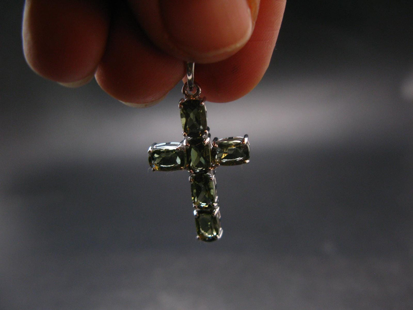 Moldavite Tektite Silver Pendant from Czech Republic - 1.3" - 2.40 Grams