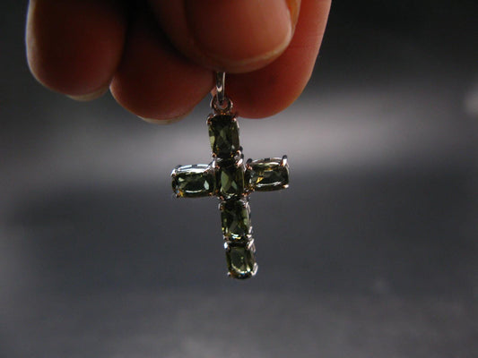 Moldavite Tektite Silver Pendant from Czech Republic - 1.3" - 2.40 Grams