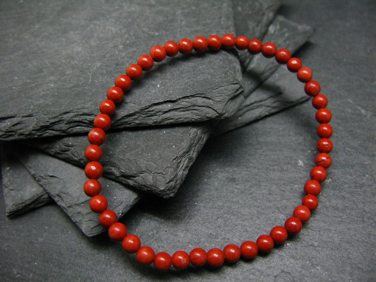 Red Jasper Genuine Bracelet ~ 7 Inches ~ 4mm Round Beads