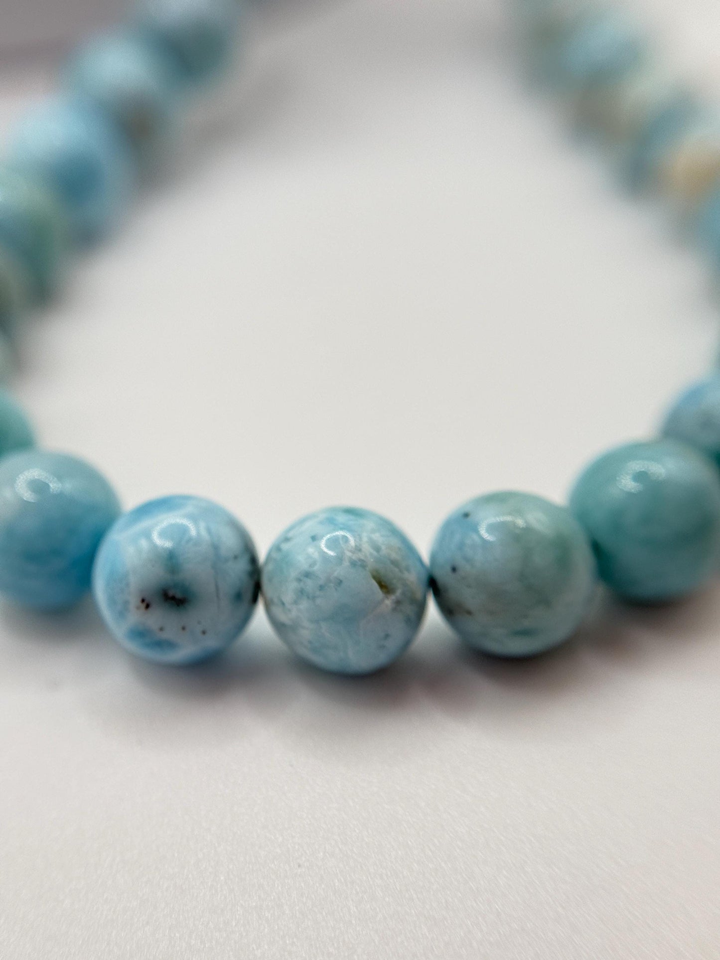 Natural Larimar Necklace Blue Gemstone Beaded Jewelry Caribbean Stone Necklace Gift