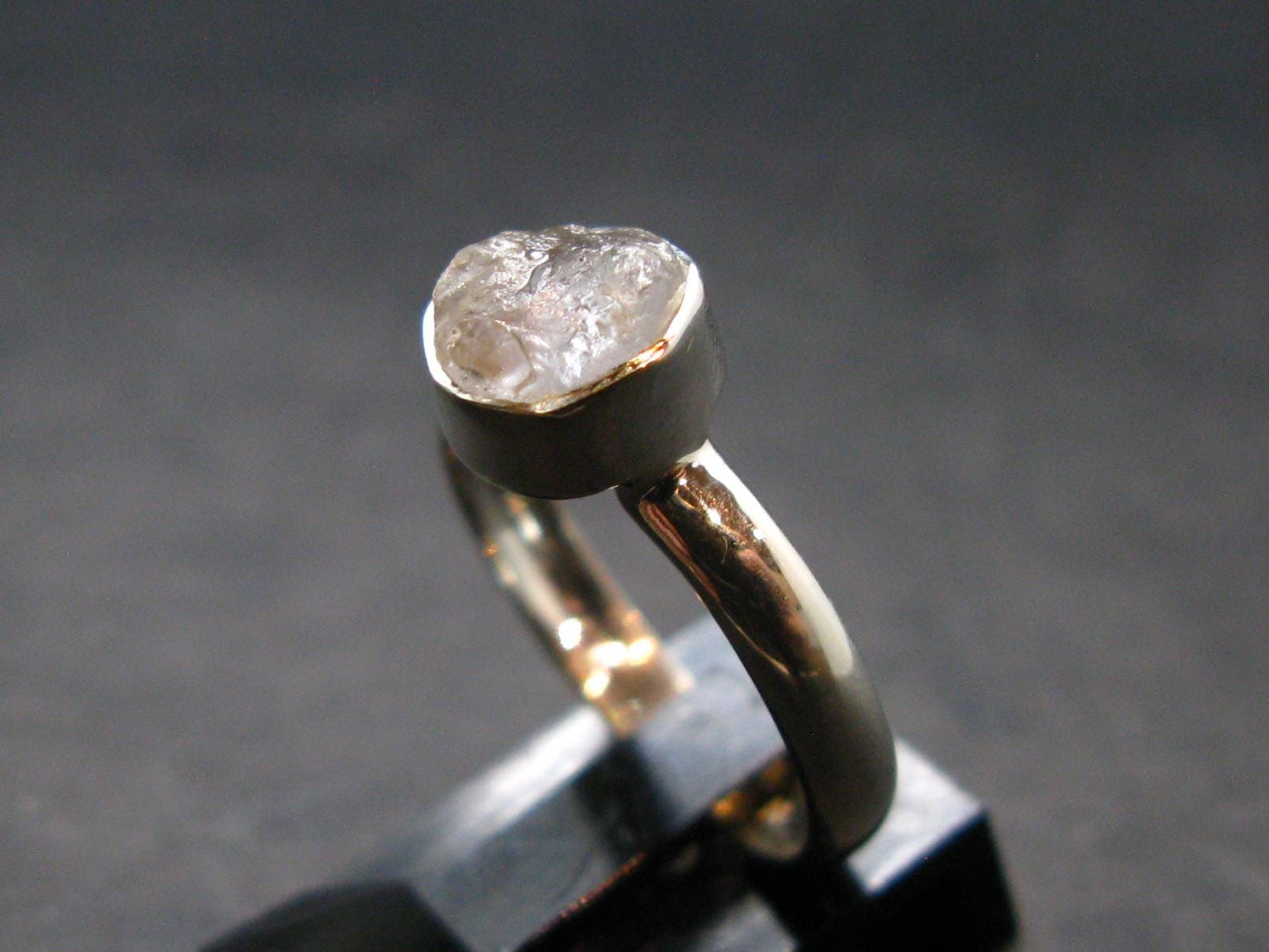 Gray Herderite Silver Ring from Africa - Size 6 - 1.94 Grams