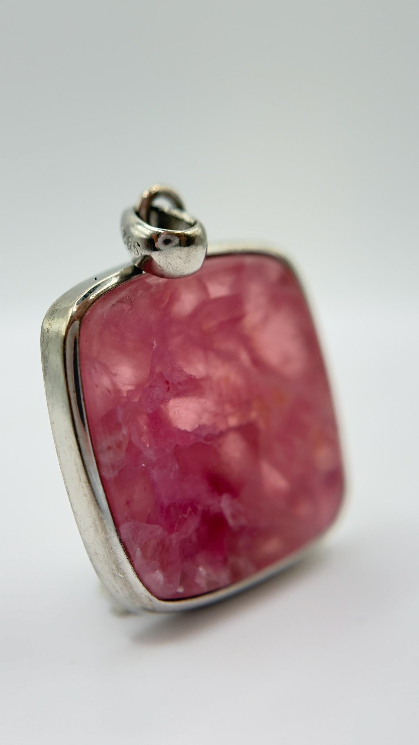 Cobalto Calcite Pendant Pink Gemstone Silver Necklace Natural Crystal Jewelry Healing Stone Gift