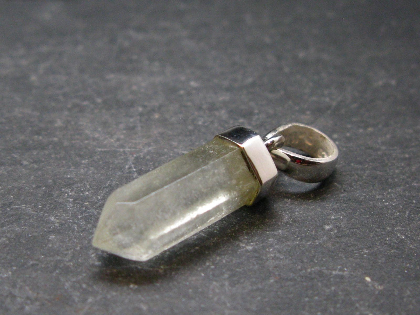 Gem Libyan Desert Glass Tektite Pendant Sterling Silver from Libya - 1.2" - 2.38 Grams