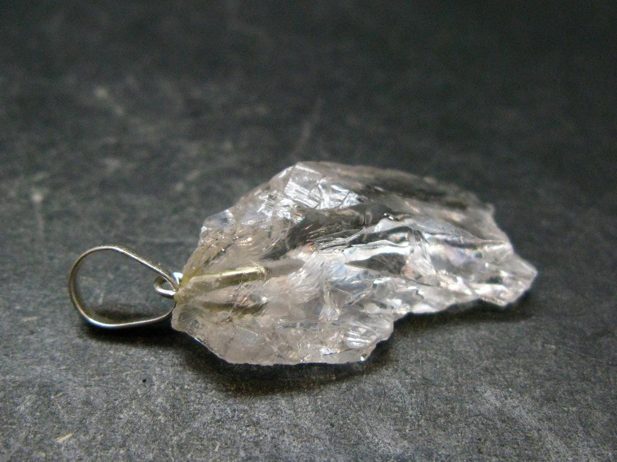 Goshenite Beryl Crystal 925 Silver Pendant From Brazil - 1.3" - 2.90 Grams