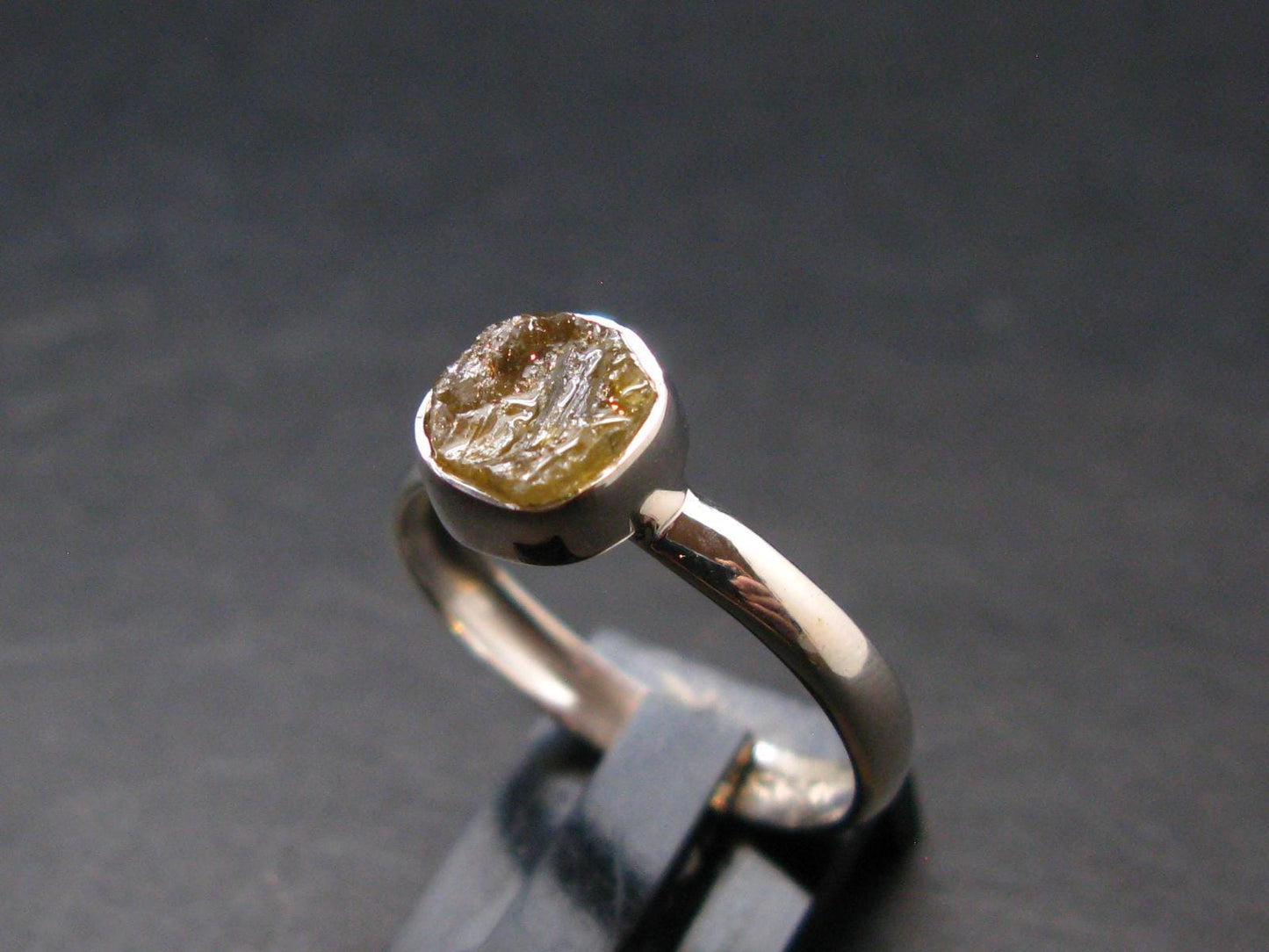 Green Herderite Silver Ring From Brazil - 1.82 Grams - Size 8