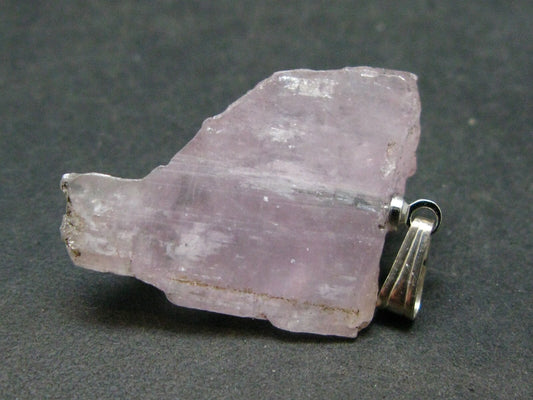 Gem Kunzite Spodumene Pendant in SS From Afghanistan - 1.3" - 4.39 Grams